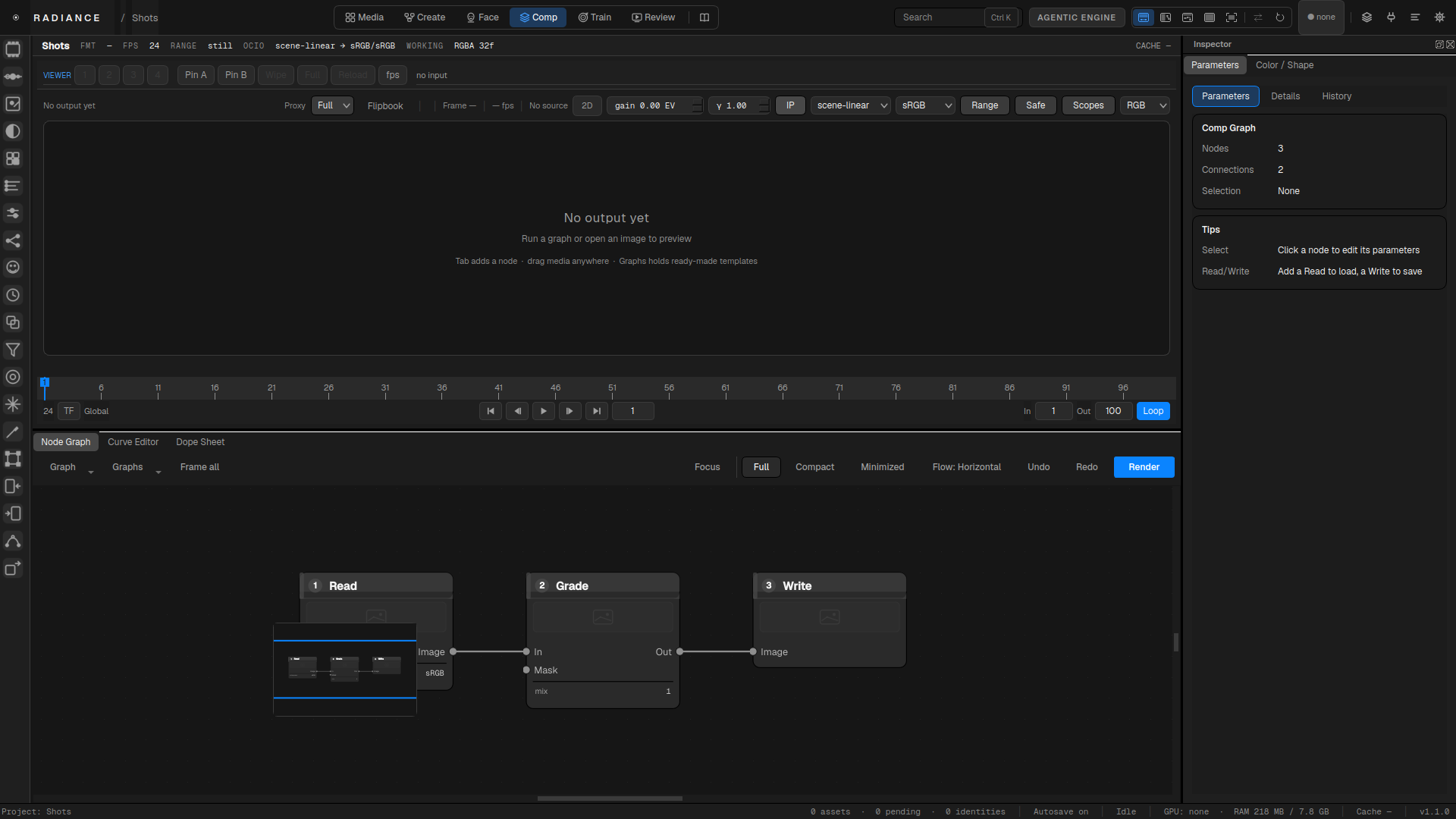 Radiance Studio Comp development interface