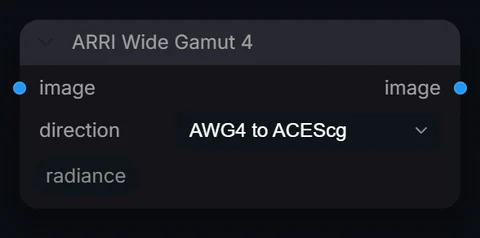 ARRI Wide Gamut 4 node in Radiance 3.5.0, default interface