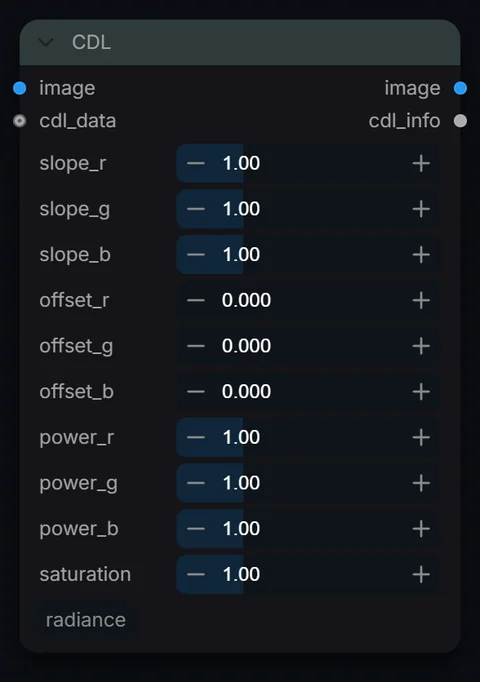 CDL node in Radiance 3.5.0, default interface