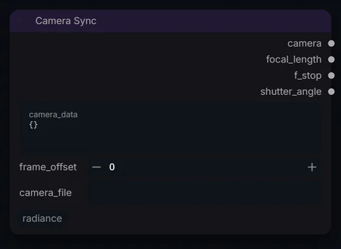 Camera Sync node in Radiance 3.5.0, default interface