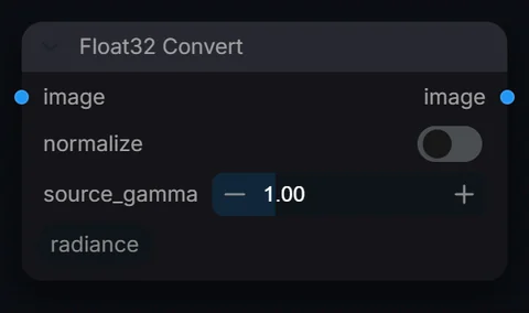 Float32 Convert node in Radiance 3.5.0, default interface