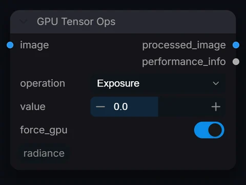 GPU Tensor Ops node in Radiance 3.5.0, default interface