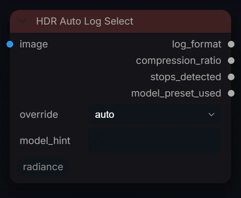 HDR Auto Log Select node in Radiance 3.5.0, default interface