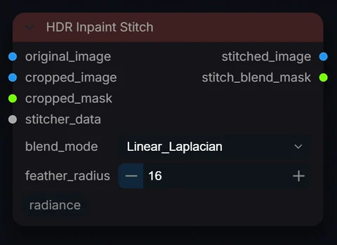 HDR Inpaint Stitch node in Radiance 3.5.0, default interface