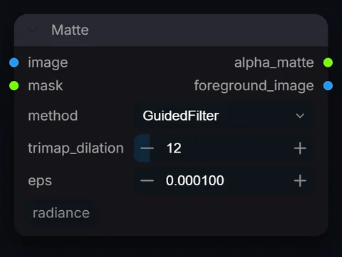 Matte node in Radiance 3.5.0, default interface