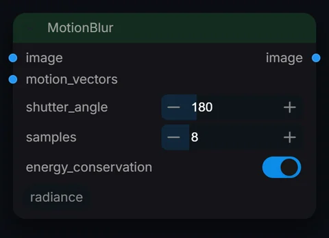 MotionBlur node in Radiance 3.5.0, default interface