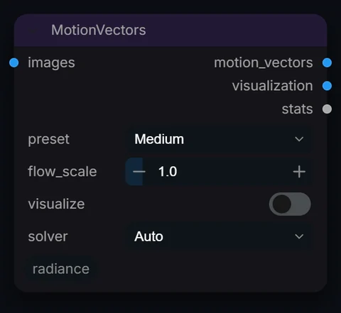 MotionVectors node in Radiance 3.5.0, default interface