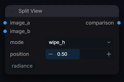 Split View node in Radiance 3.5.0, default interface
