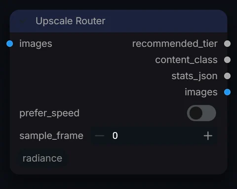 Upscale Router node in Radiance 3.5.0, default interface