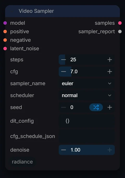 Video Sampler node in Radiance 3.5.0, default interface